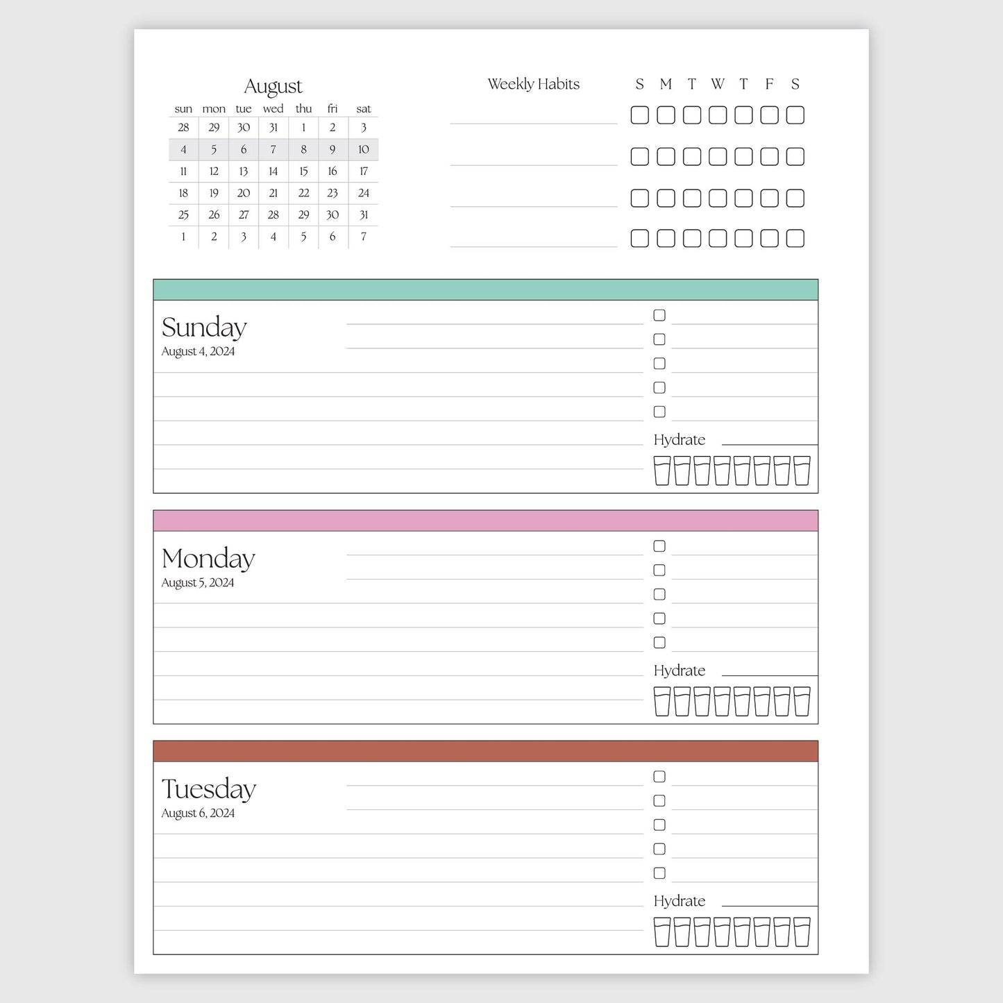 The Works Horizontal Weekly Planner - Palms