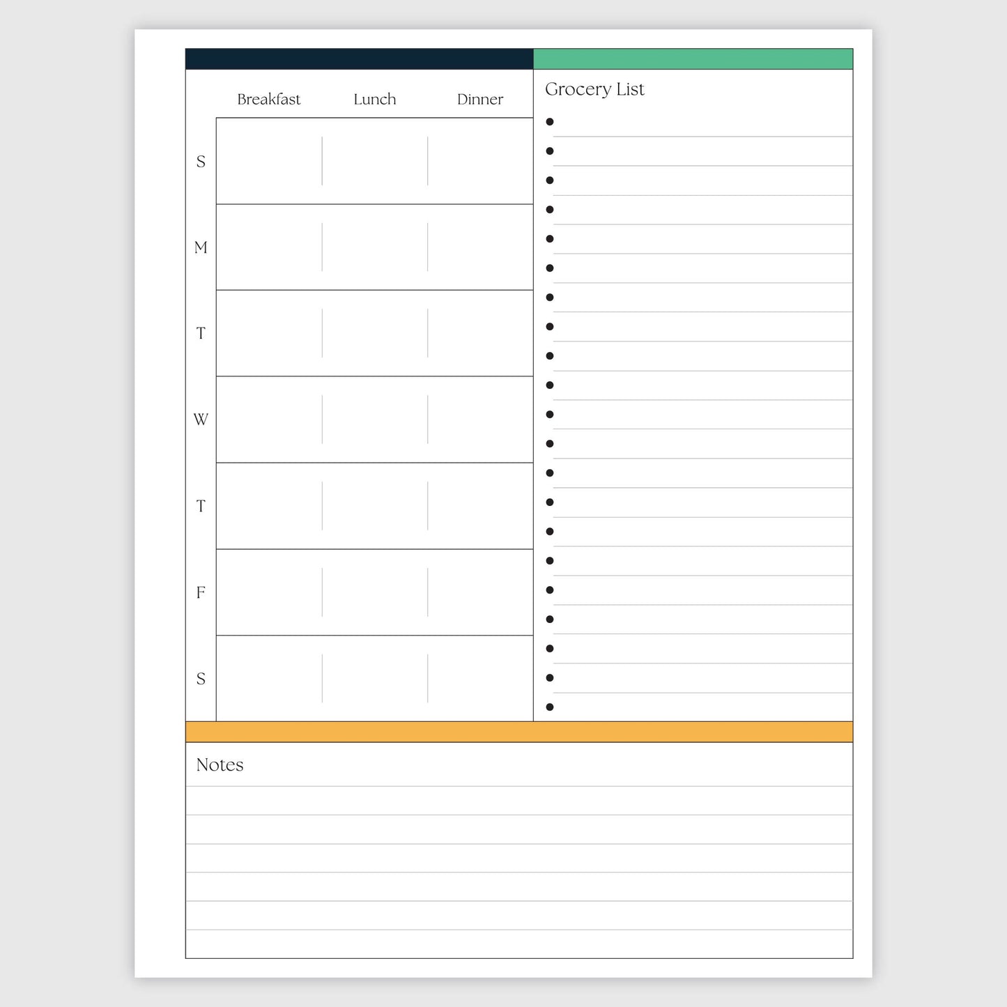 The Works Horizontal Weekly Planner - Emerald