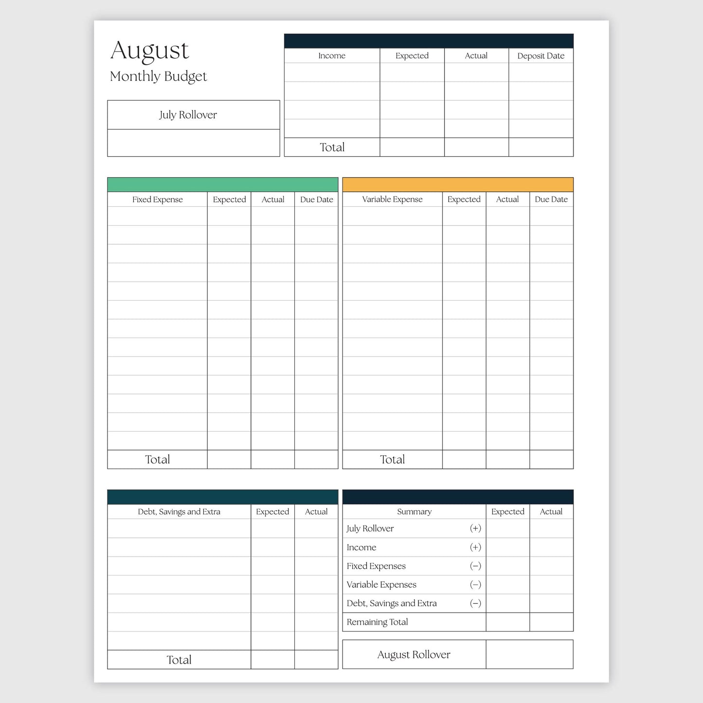 The Works Horizontal Weekly Planner - Emerald