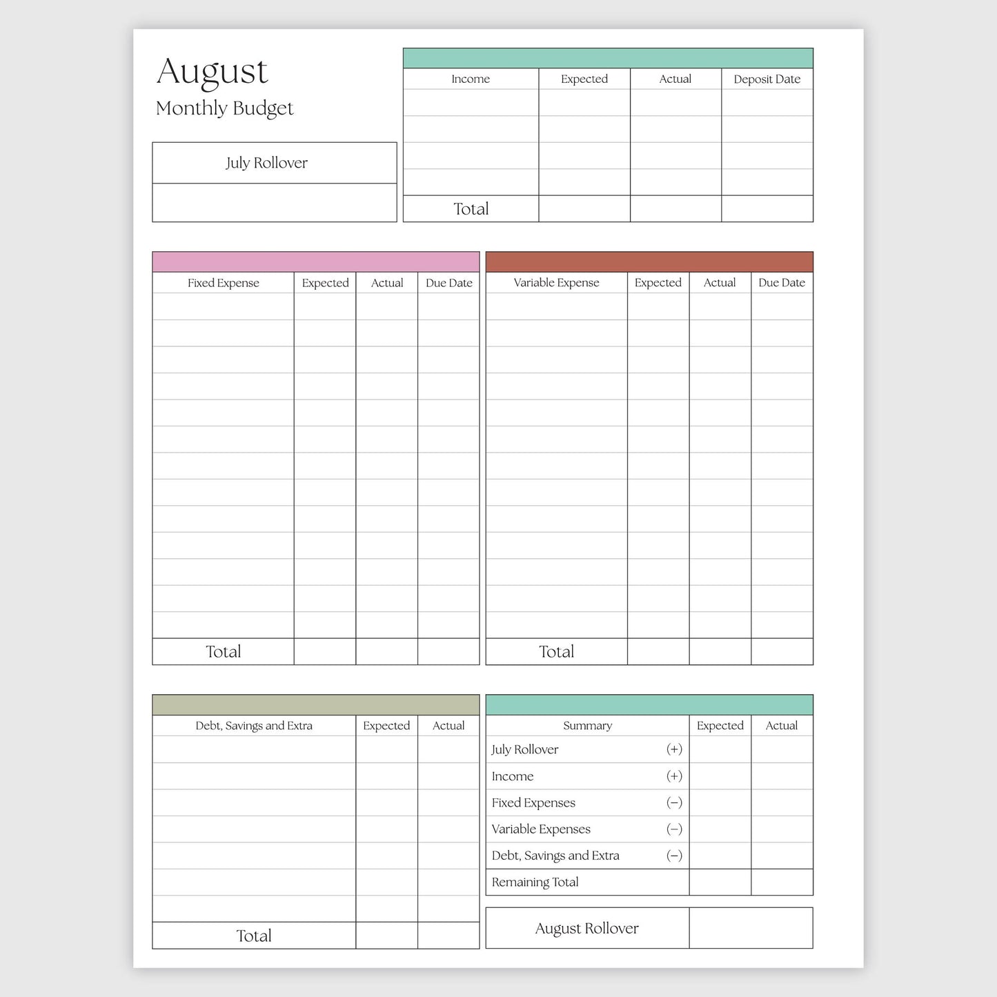 The Works Horizontal Weekly Planner - Palms