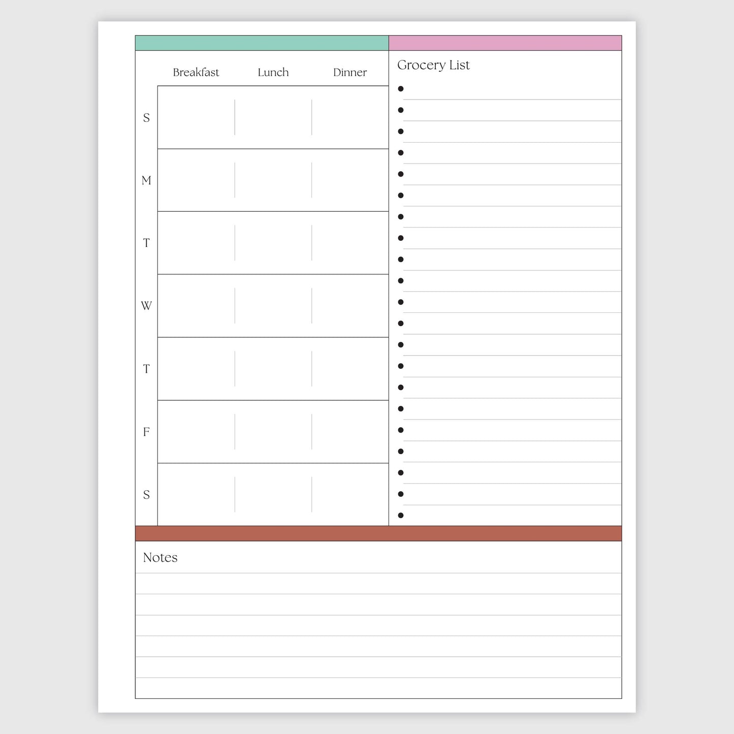The Works Horizontal Weekly Planner - Palms