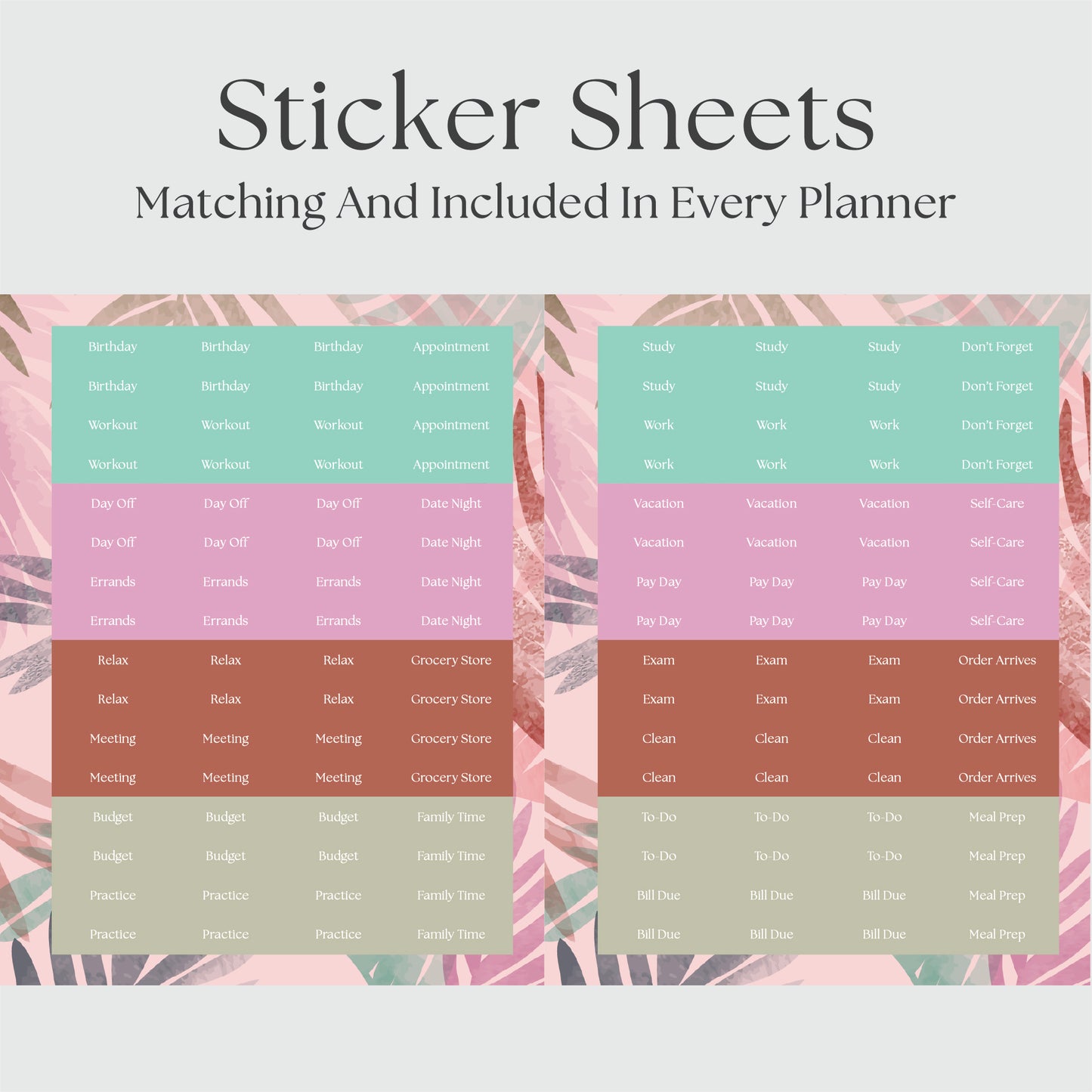 The Works Vertical Hourly Planner - Palms