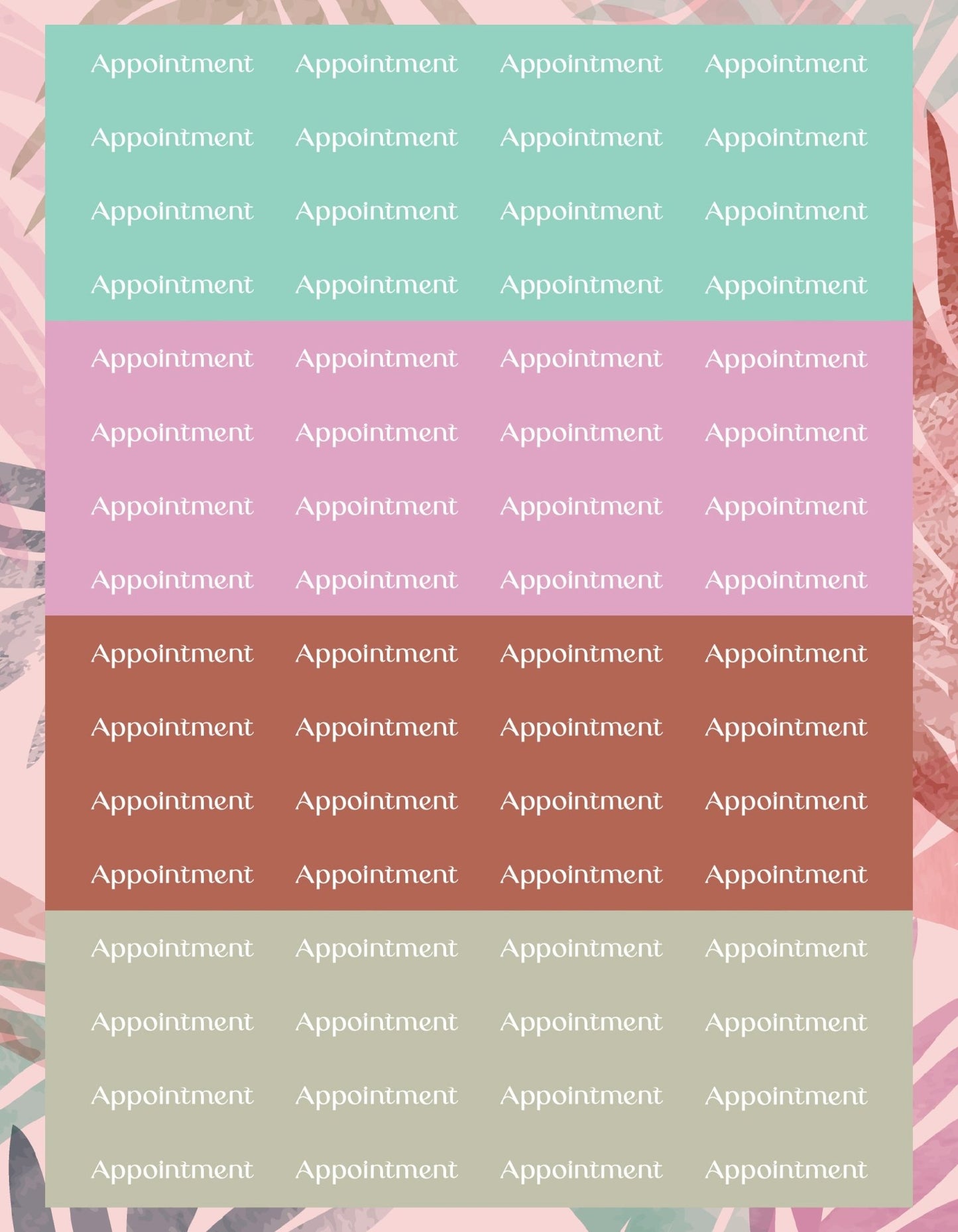 Appointment Sticker Sheets - 9 Designs/Colors - Colibri Paper Co