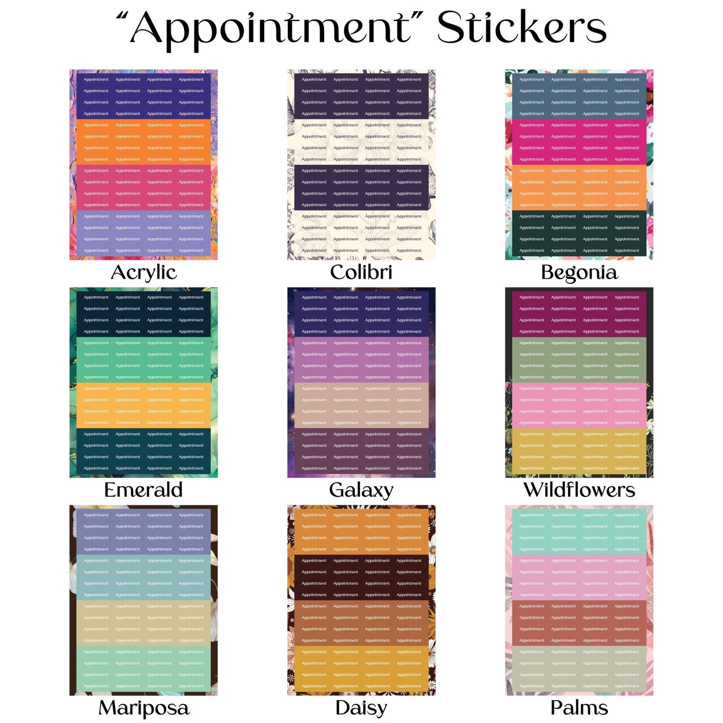 Appointment Sticker Sheets - "Appointment" - Colibri Paper Co
