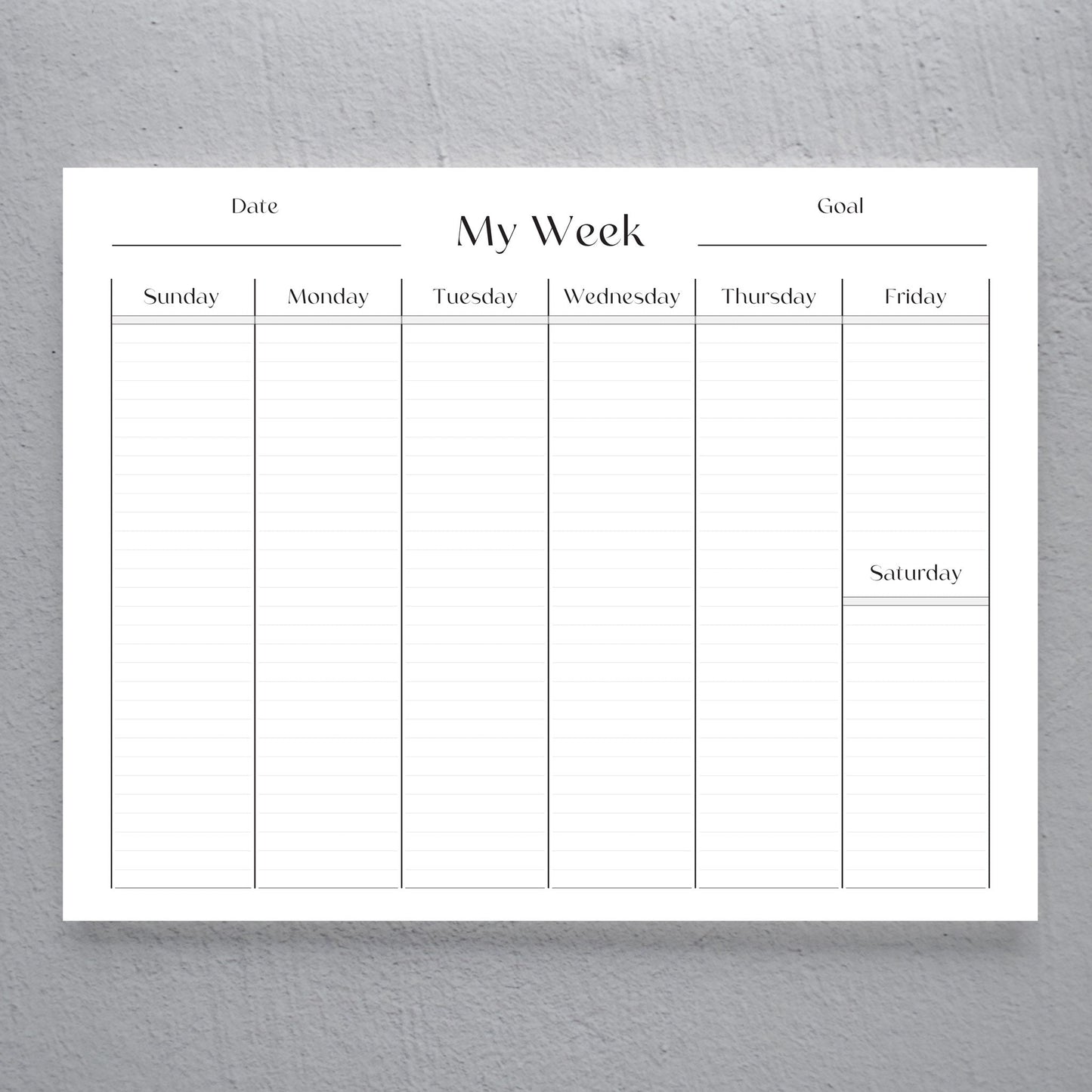 Minimalist Undated Weekly Planning Notepad - 8.5x11 - 50 Pages - Colibri Paper Co