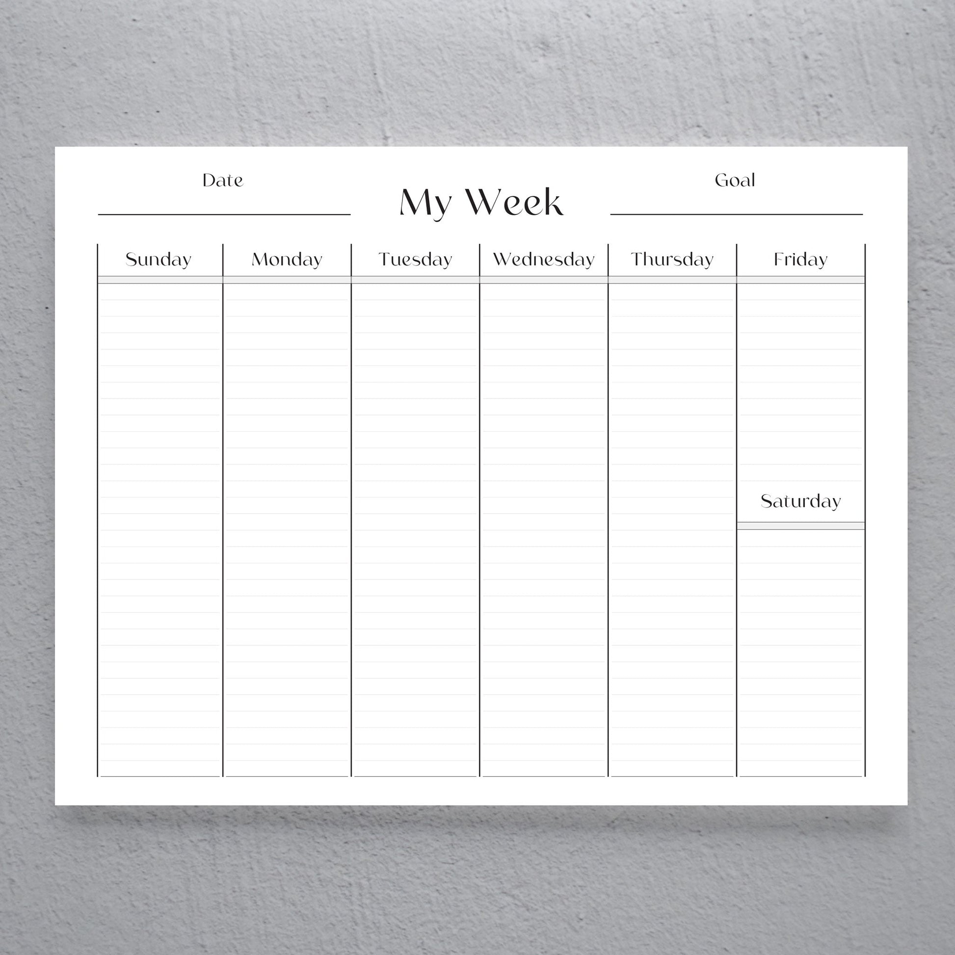 Minimalist Undated Weekly Planning Notepad - 8.5x11 - 50 Pages - Colibri Paper Co