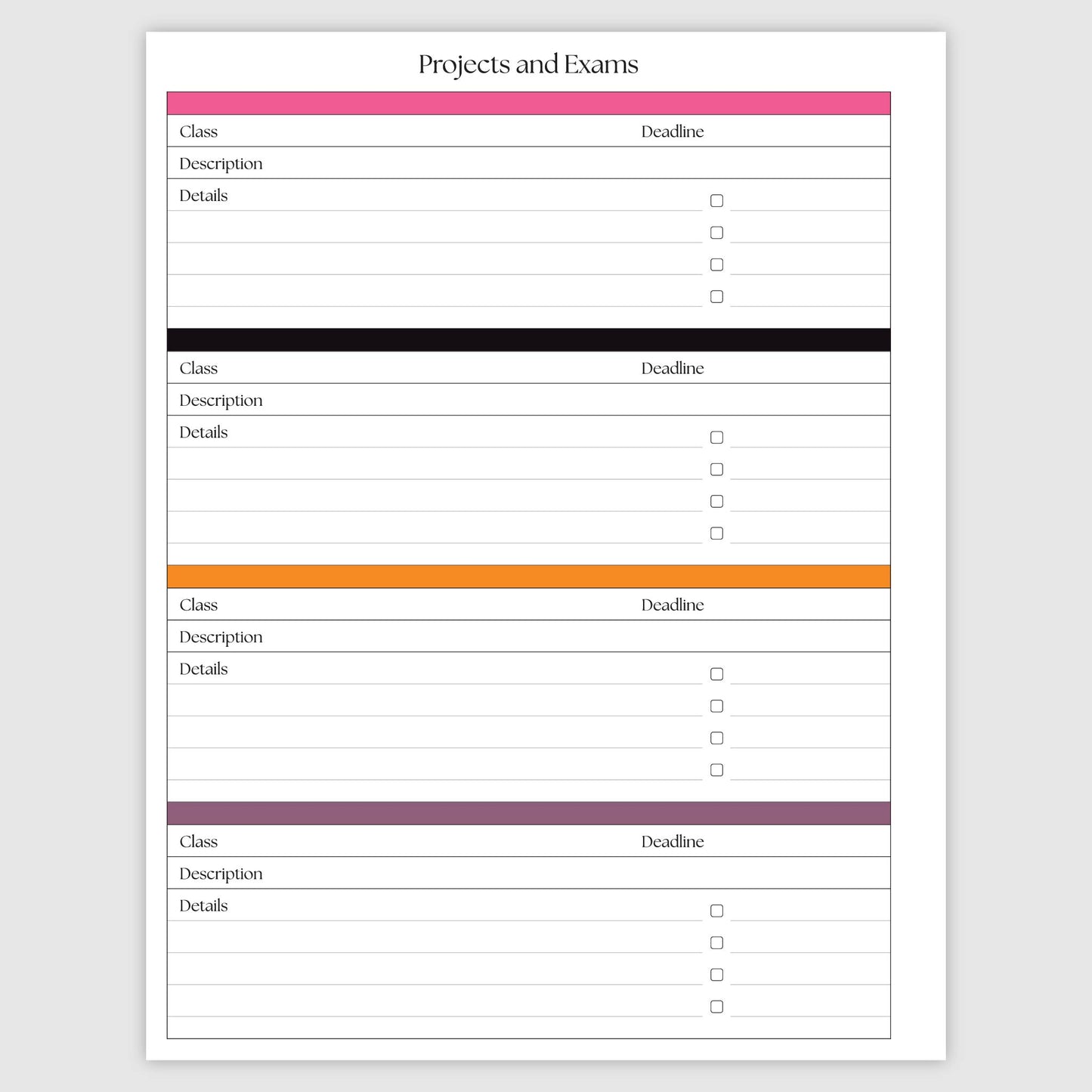 The Academic Horizontal Planner - Bliss