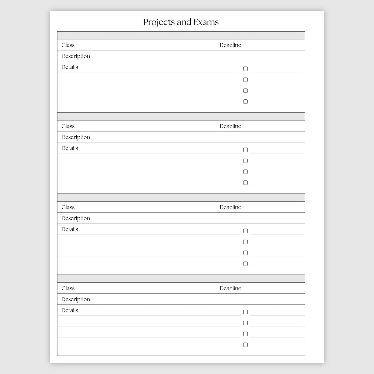 The Academic Horizontal Planner - Bliss