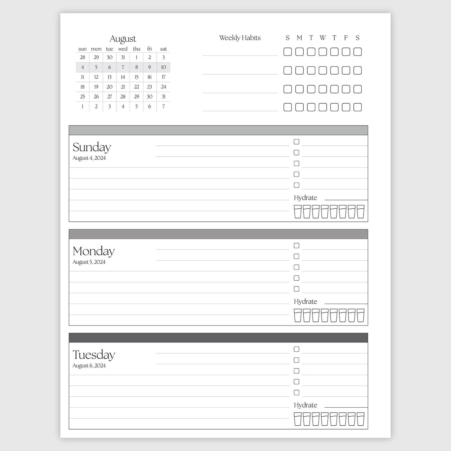 The Works Horizontal Weekly Planner - Midnight