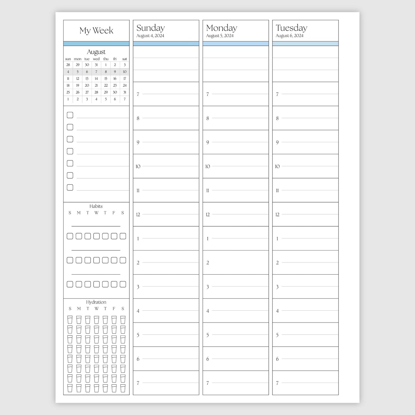 The Works Vertical Hourly Planner - Oasis