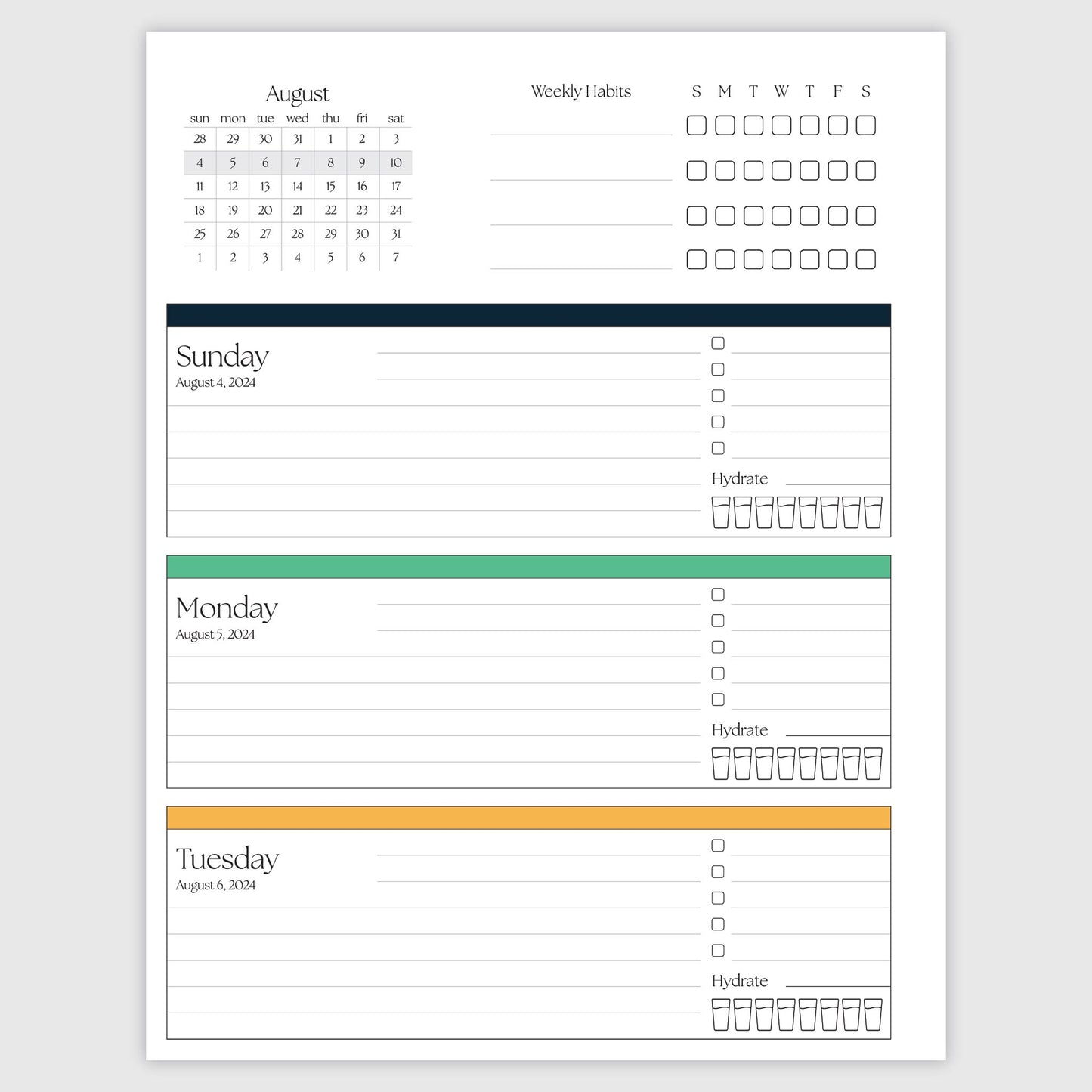 The Works Horizontal Weekly Planner - Emerald