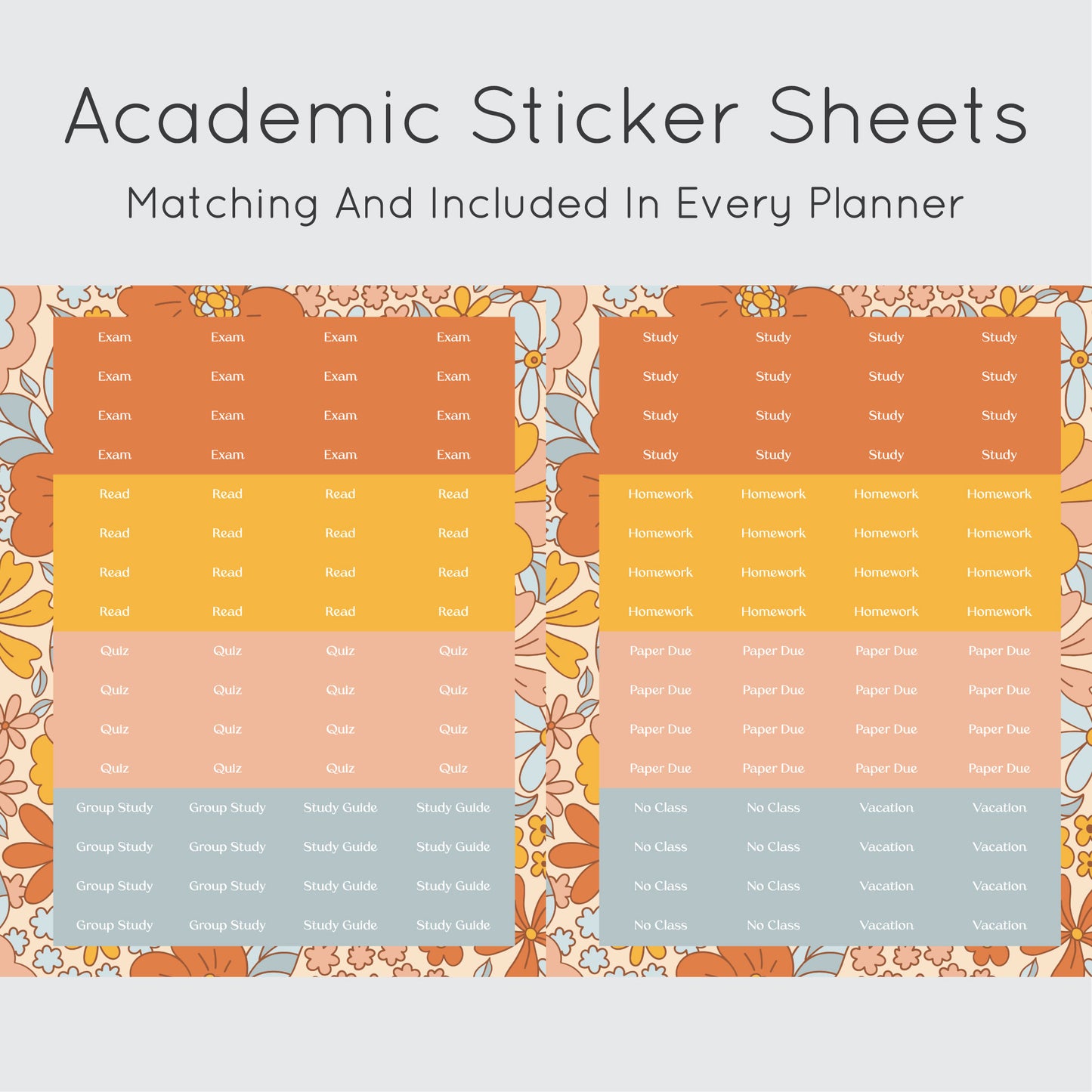 The Academic Horizontal Planner - Funky Flora