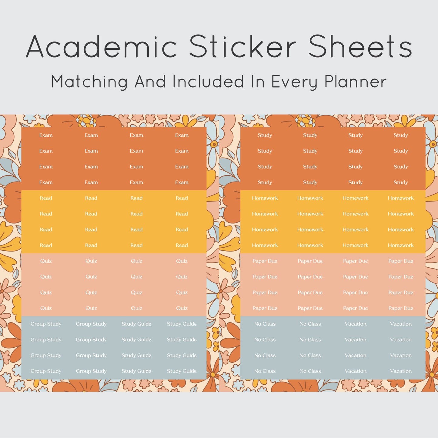 The Academic Vertical Planner - Funky Flora