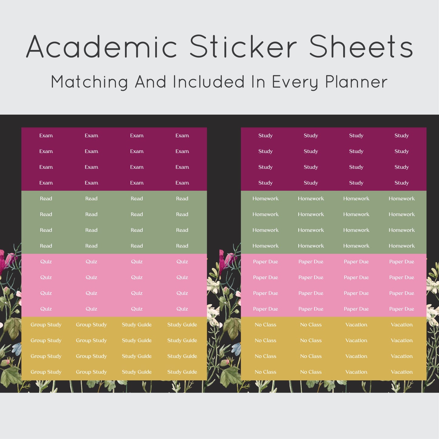 The Academic Vertical Planner - Wildflowers