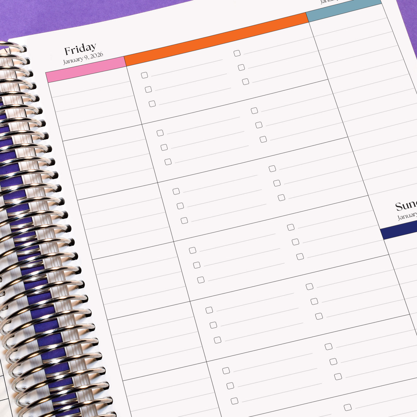 Academic Vertical planner weekly layout preview