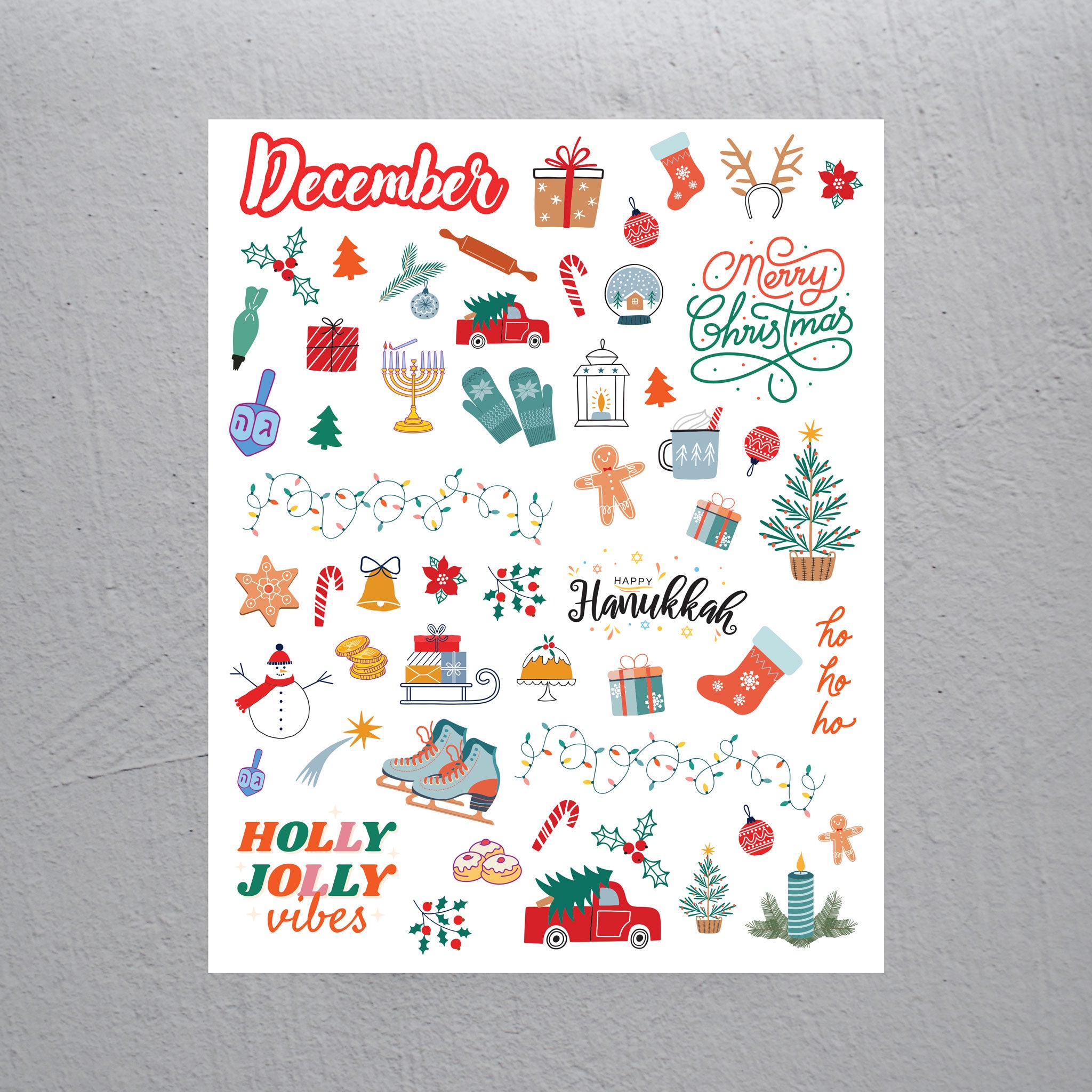 December Stickers - Assorted Monthly Themed Stickers - Colibri Paper Co
