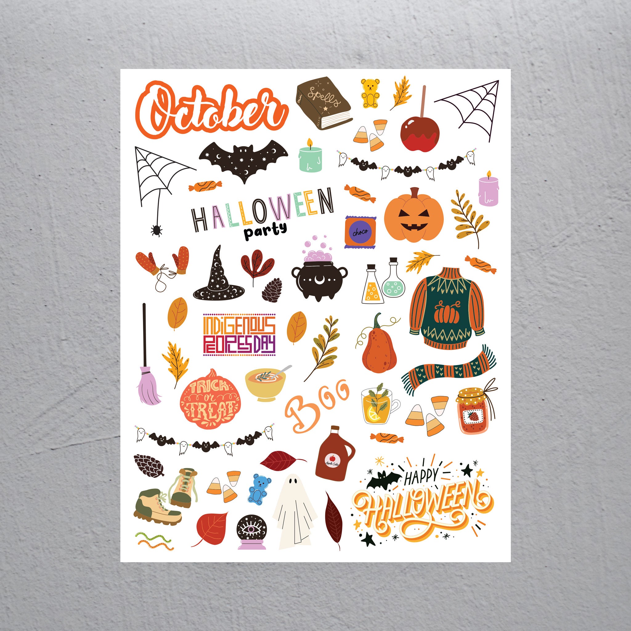 October Stickers - Assorted Monthly Themed Stickers - Colibri Paper Co