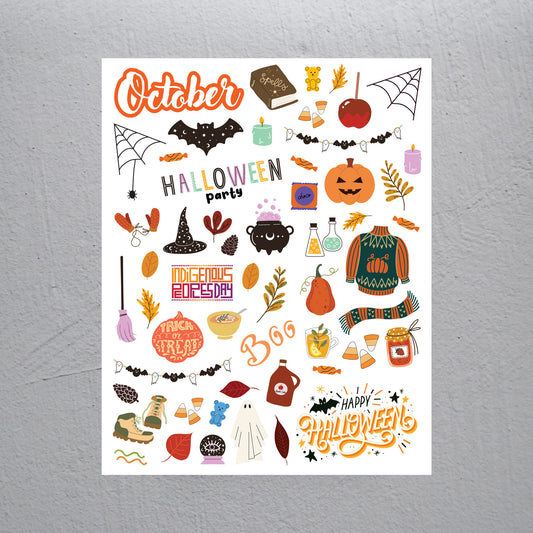 October Stickers - Assorted Monthly Themed Stickers (2 Sheets)