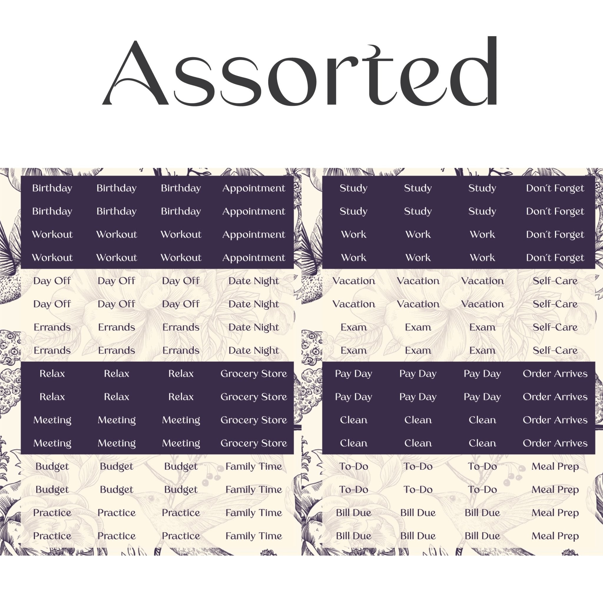 Assorted Text Sticker Sheets for Planners - Colibri Paper Co