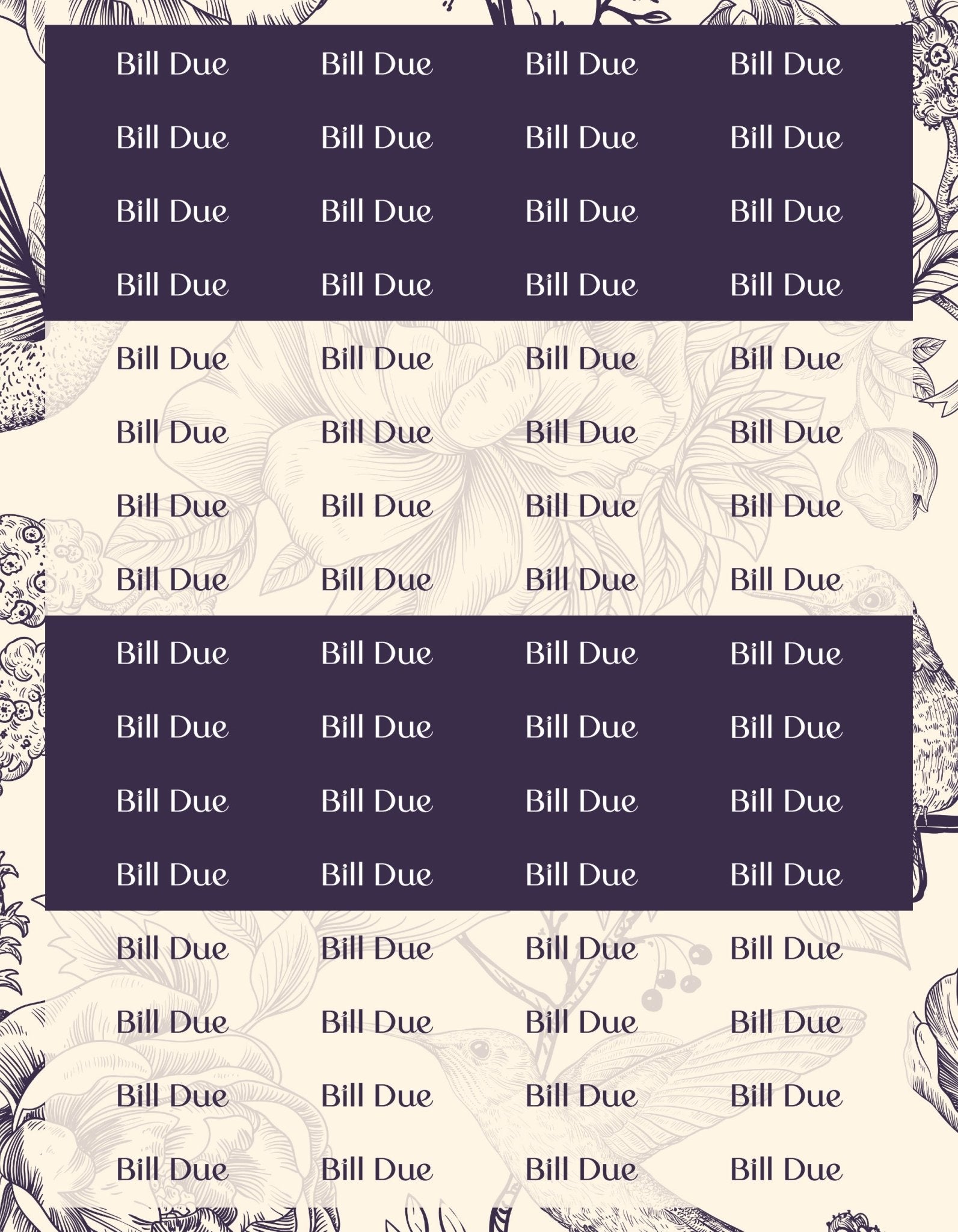 Bill Due Sticker Sheets - 9 Designs/Colors - Colibri Paper Co