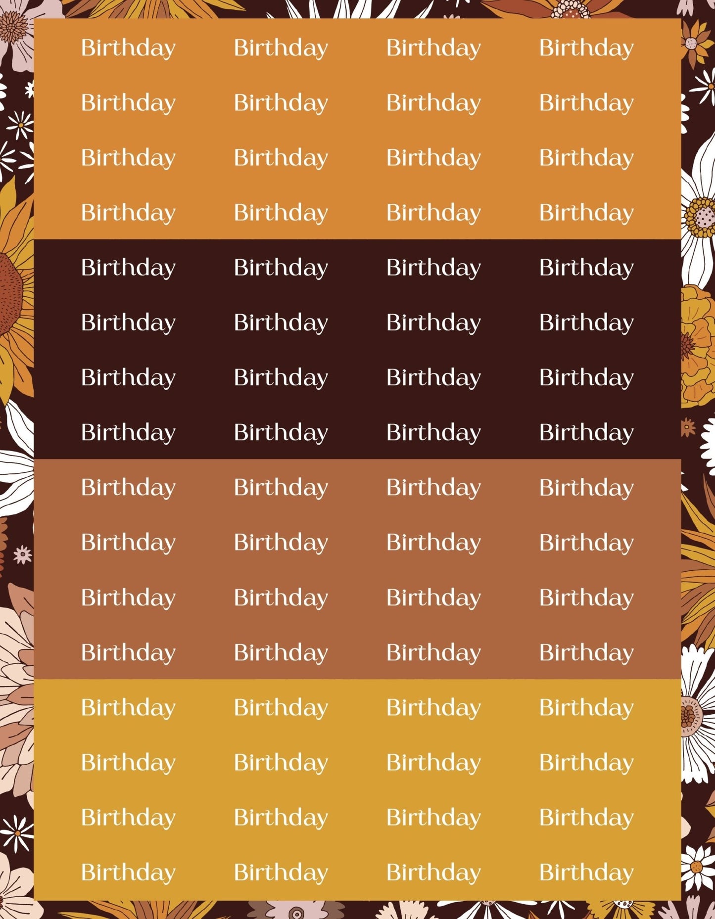 Birthday Sticker Sheets - 9 Designs/Colors - Colibri Paper Co