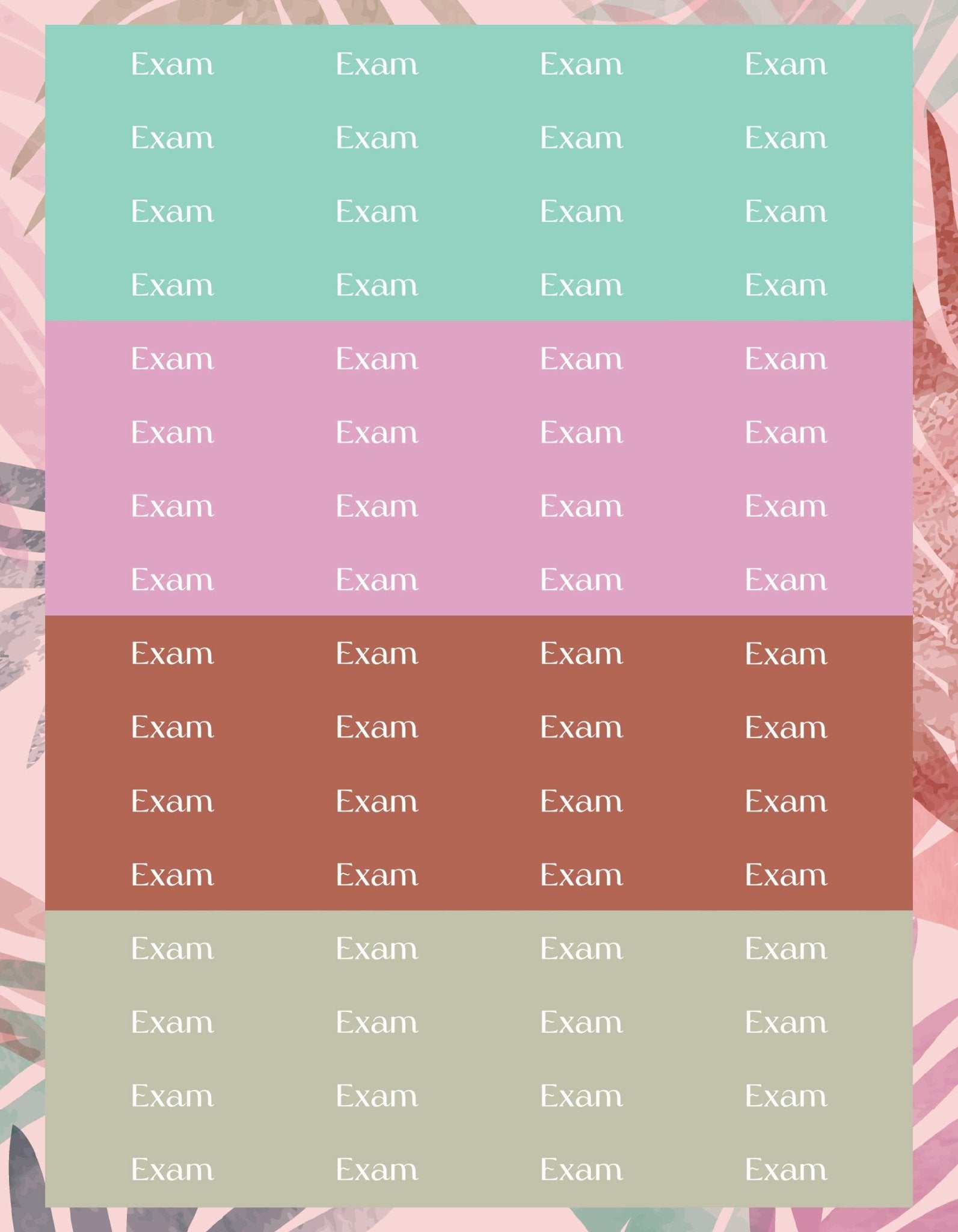 Exam Sticker Sheets - 9 Designs/Colors - Colibri Paper Co