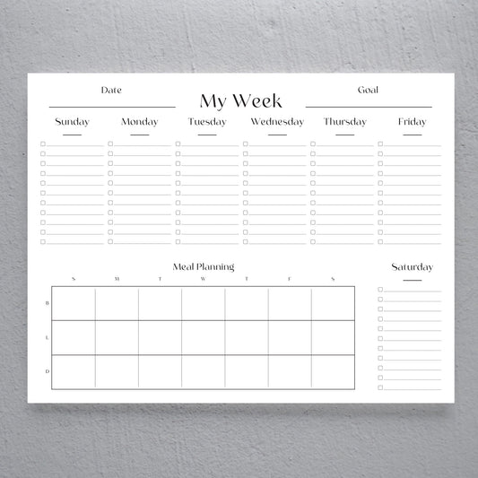 Meal Planning & To-Do Undated Weekly Planning Notepad - 8.5x11 - 50 Pages - Colibri Paper Co