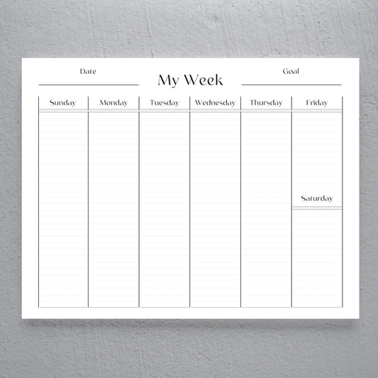Minimalist Undated Weekly Planning Notepad - 8.5x11 - 50 Pages - Colibri Paper Co